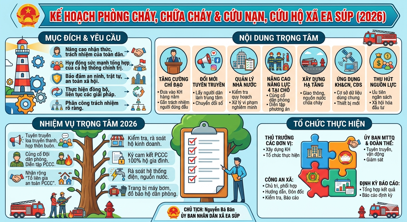 KẾ HOẠCH Triển khai thực hiện Chỉ thị số 02-CT/TW, ngày 31/01/2026 của Ban Bí thư về tăng cường sự lãnh đạo của Đảng đối với công tác phòng cháy, chữa cháy và cứu nạn, cứu hộ trong tình hình mới